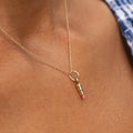 Miniature Pink Enamel and 14K Gold Lipstick Charm
