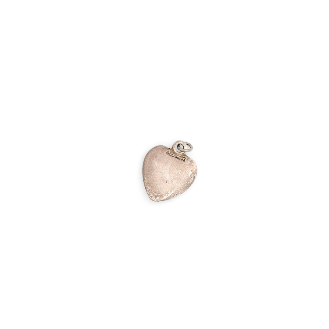 Blue Guilloche Enamel and Silver Heart Charm