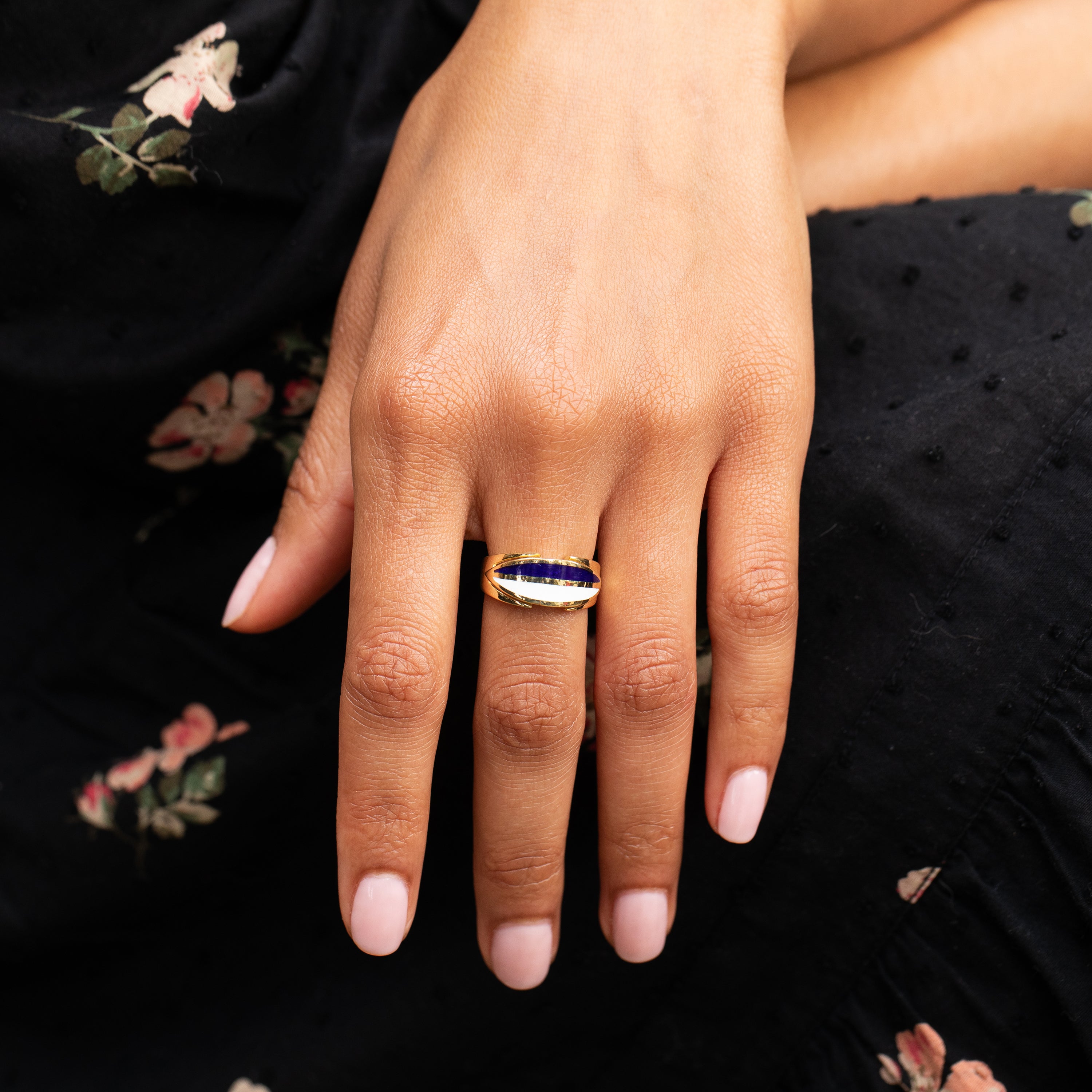 Italian Enamel and 18K Gold Ring