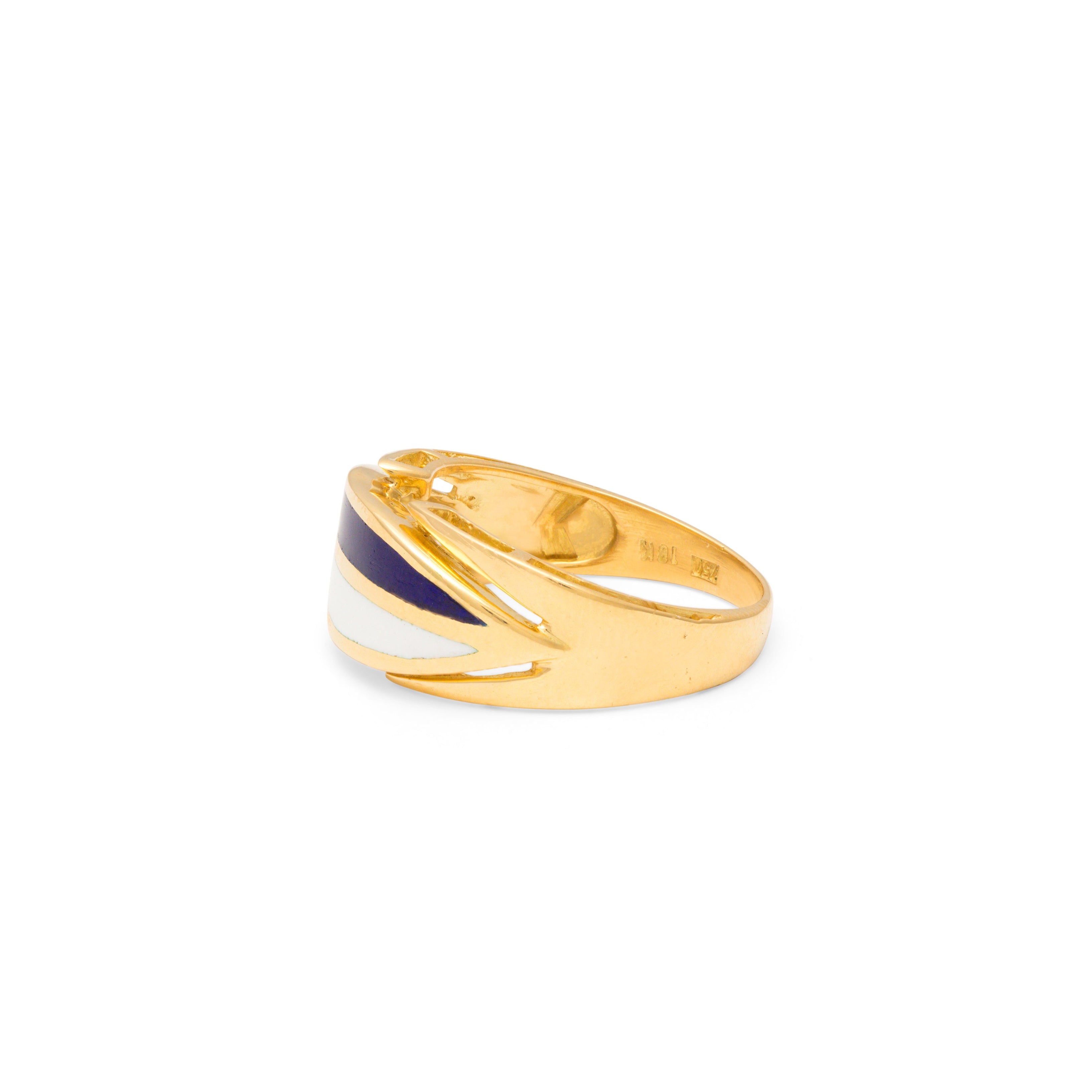 Italian Enamel and 18K Gold Ring