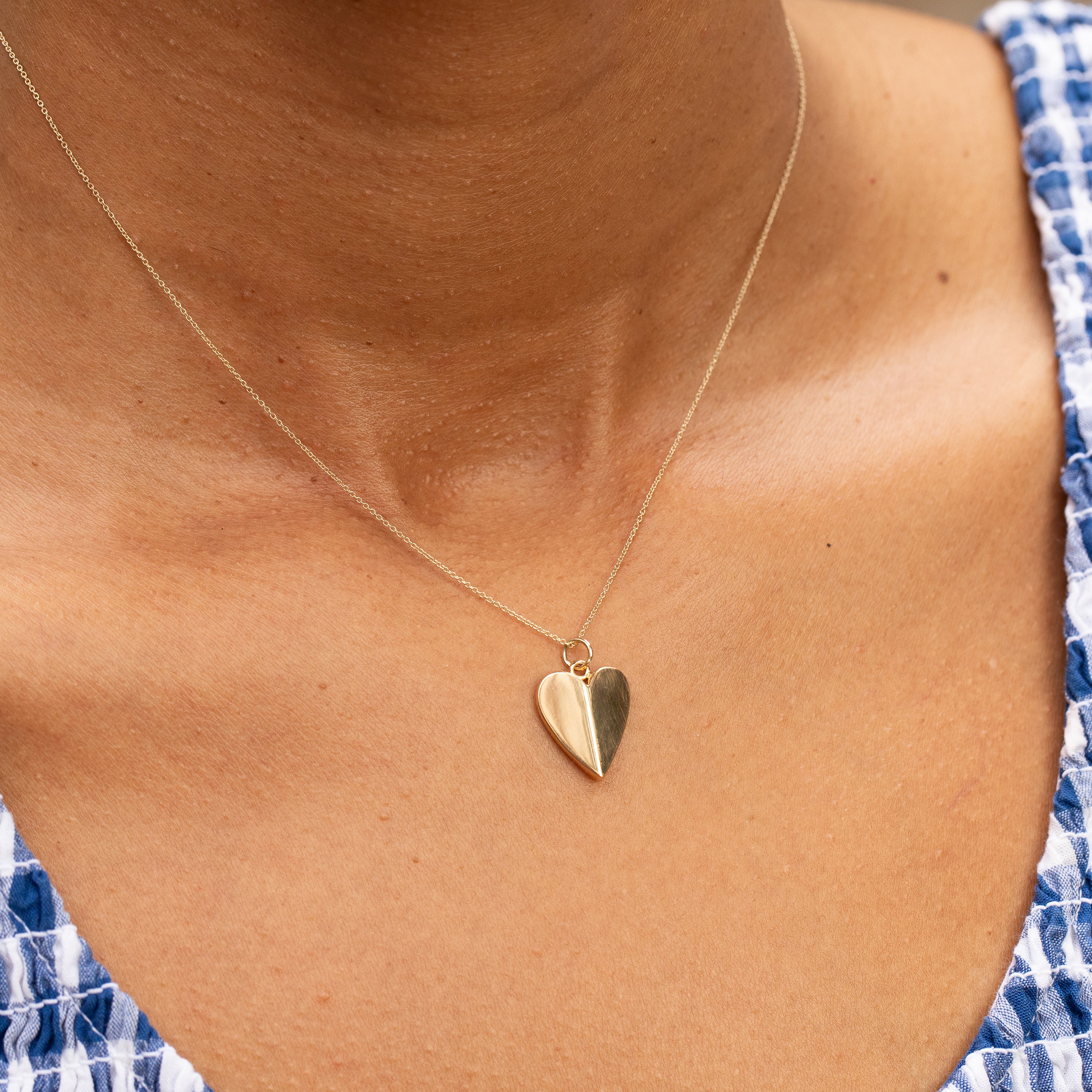 Angled 14k Gold Heart Charm