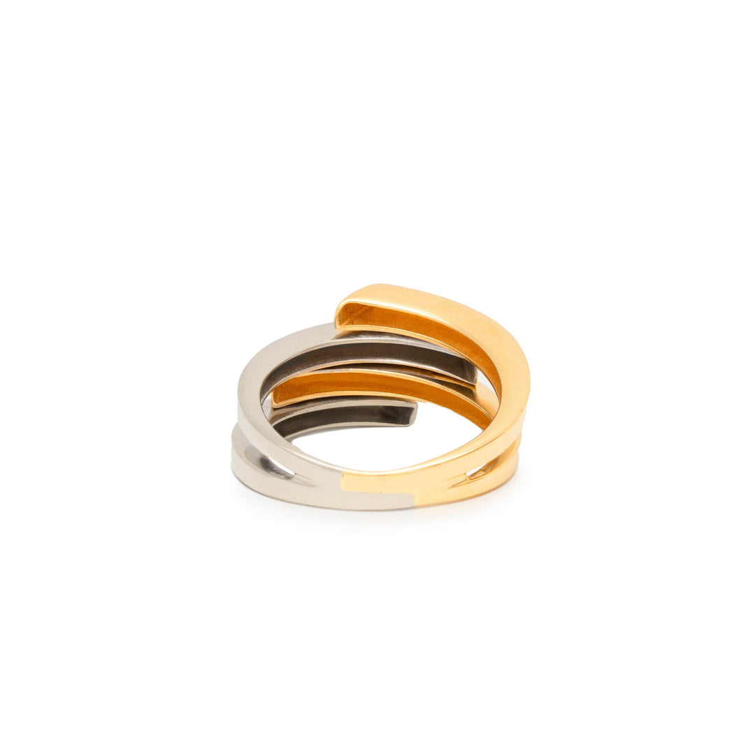 Italian 14K Yellow and White Gold Ring