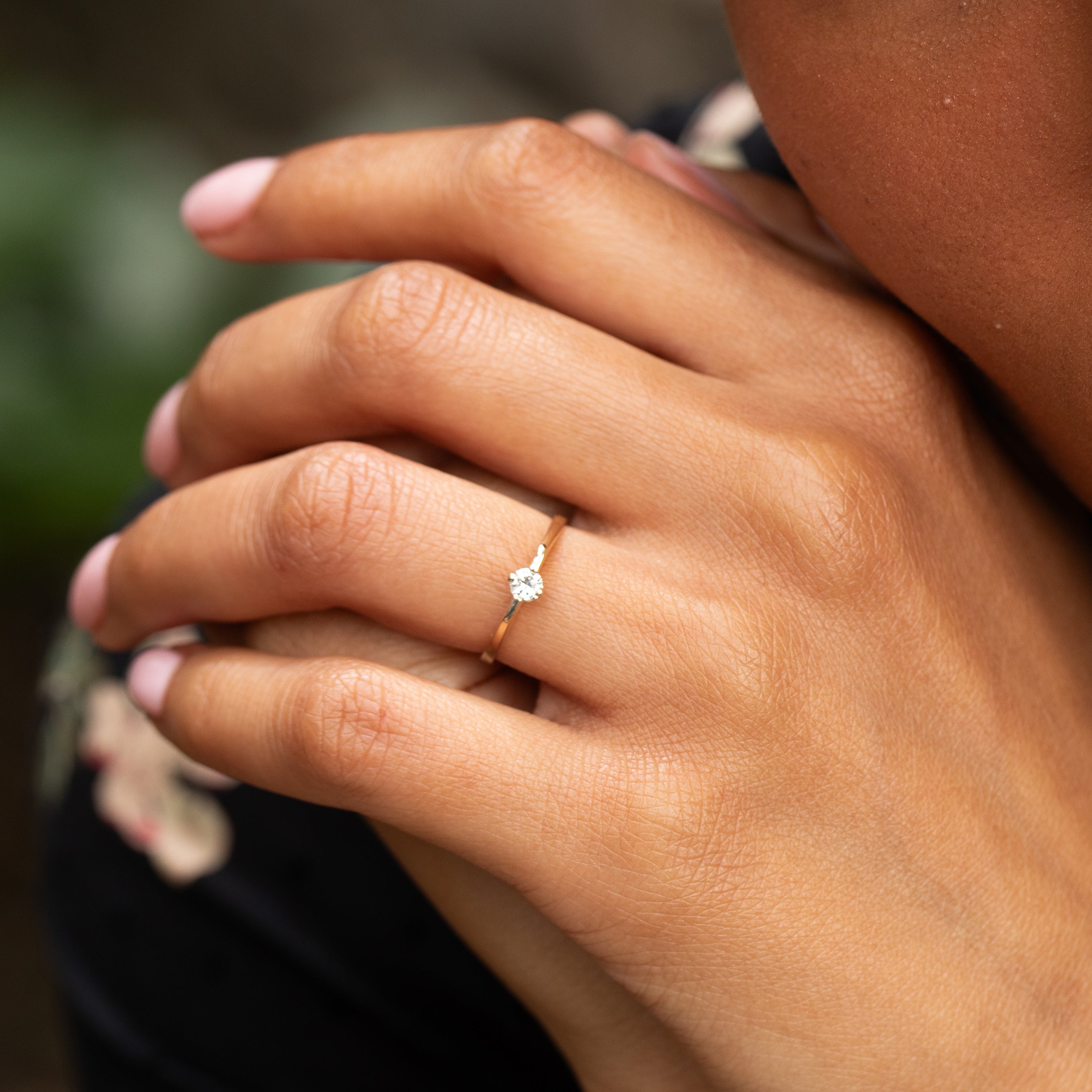 Modernist 14K Gold And Diamond Solitaire Ring