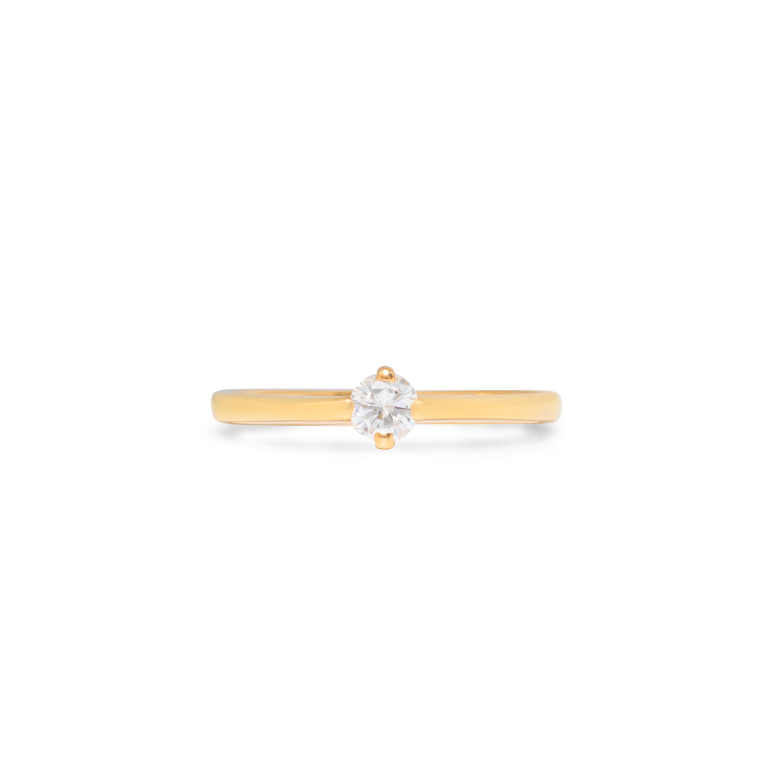 Modernist 14K Gold And Diamond Solitaire Ring