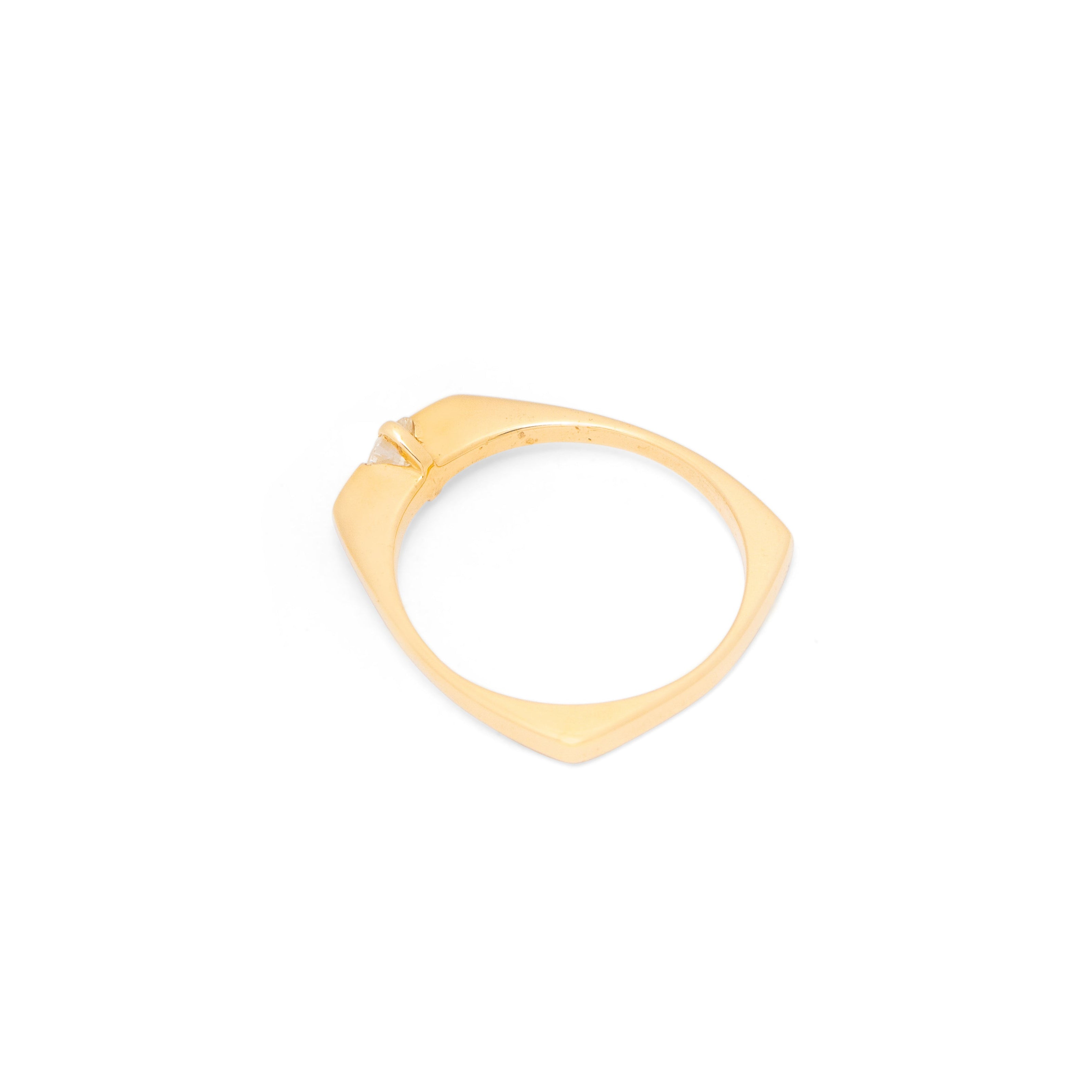 Modernist 14K Gold And Diamond Solitaire Ring