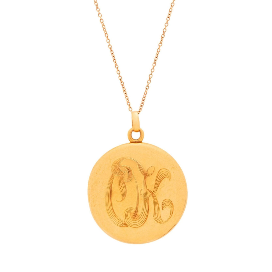 Victorian 14K Gold "OK" Locket Necklace