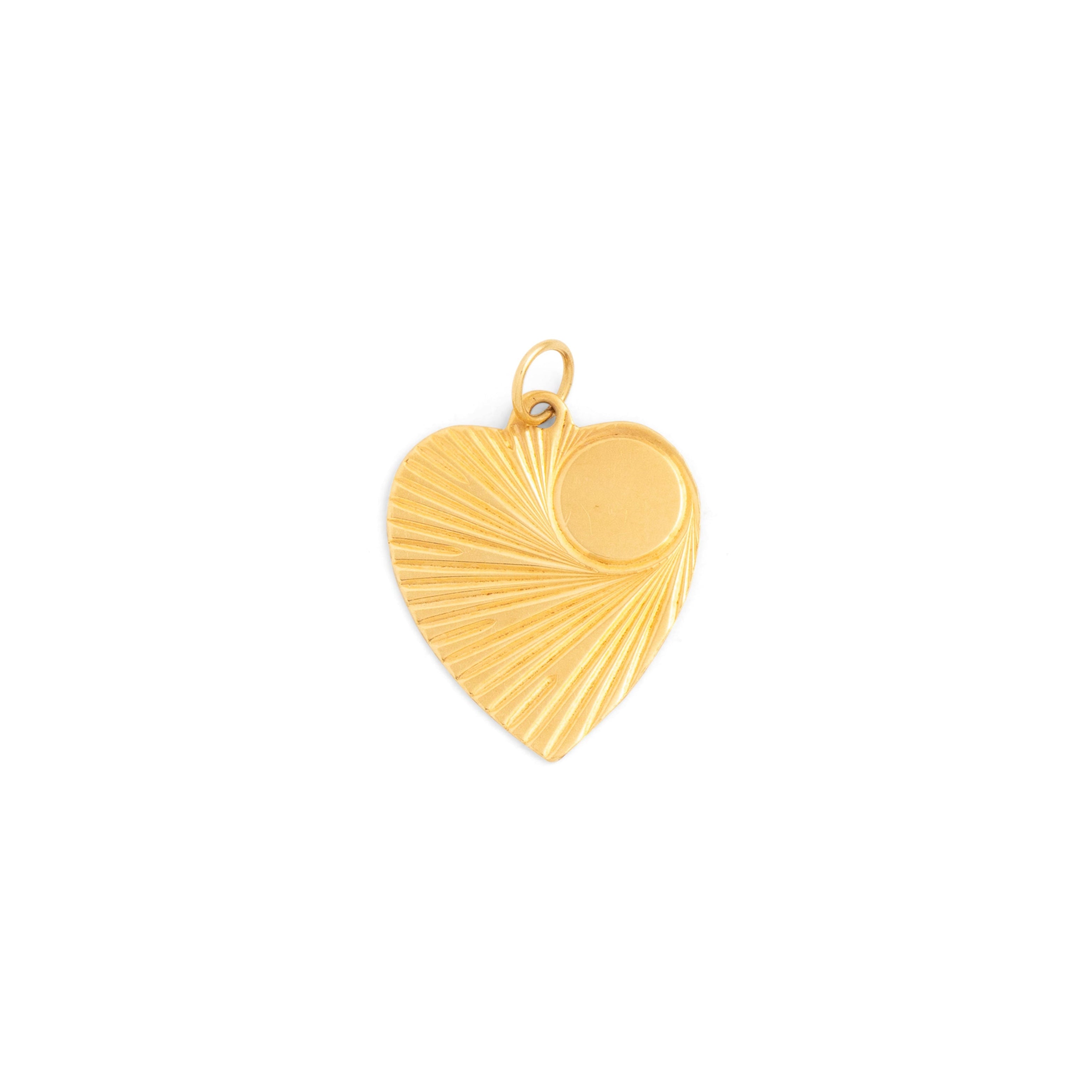 Engine Turned 14K Gold Heart Charm