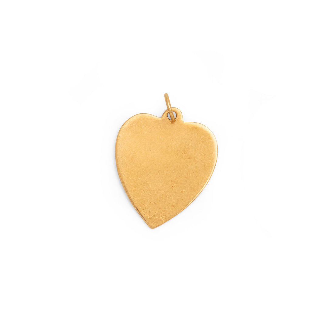 Engine Turned 14K Gold Heart Charm