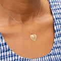 Engine Turned 14K Gold Heart Charm