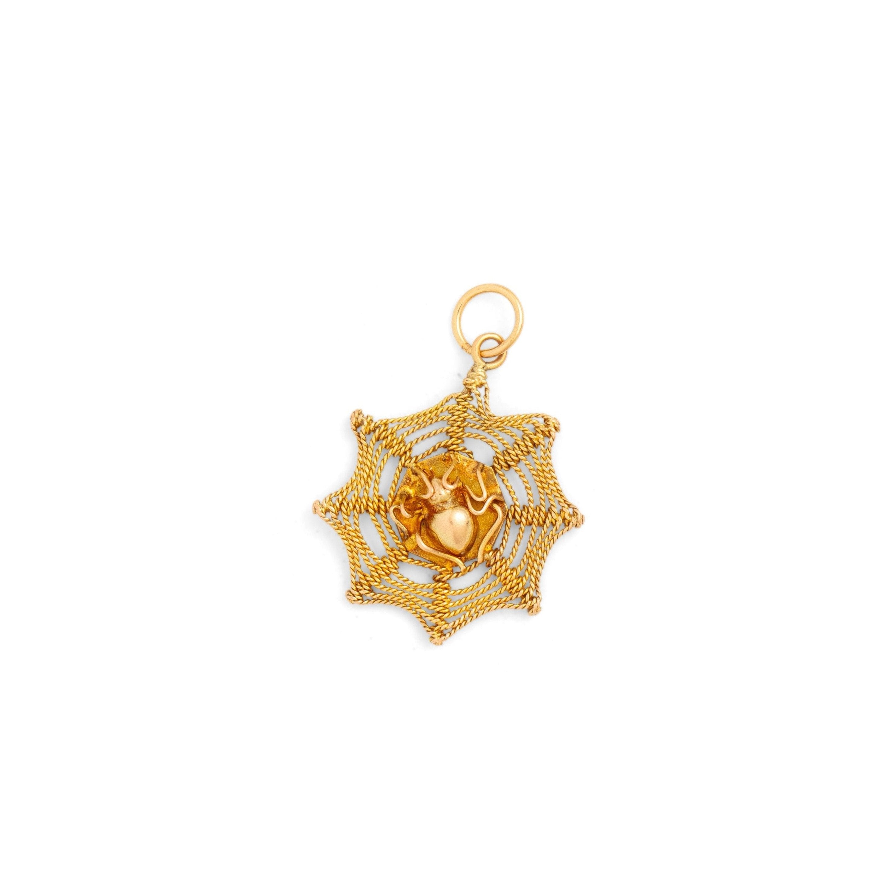 Spider Web 14K Gold Charm