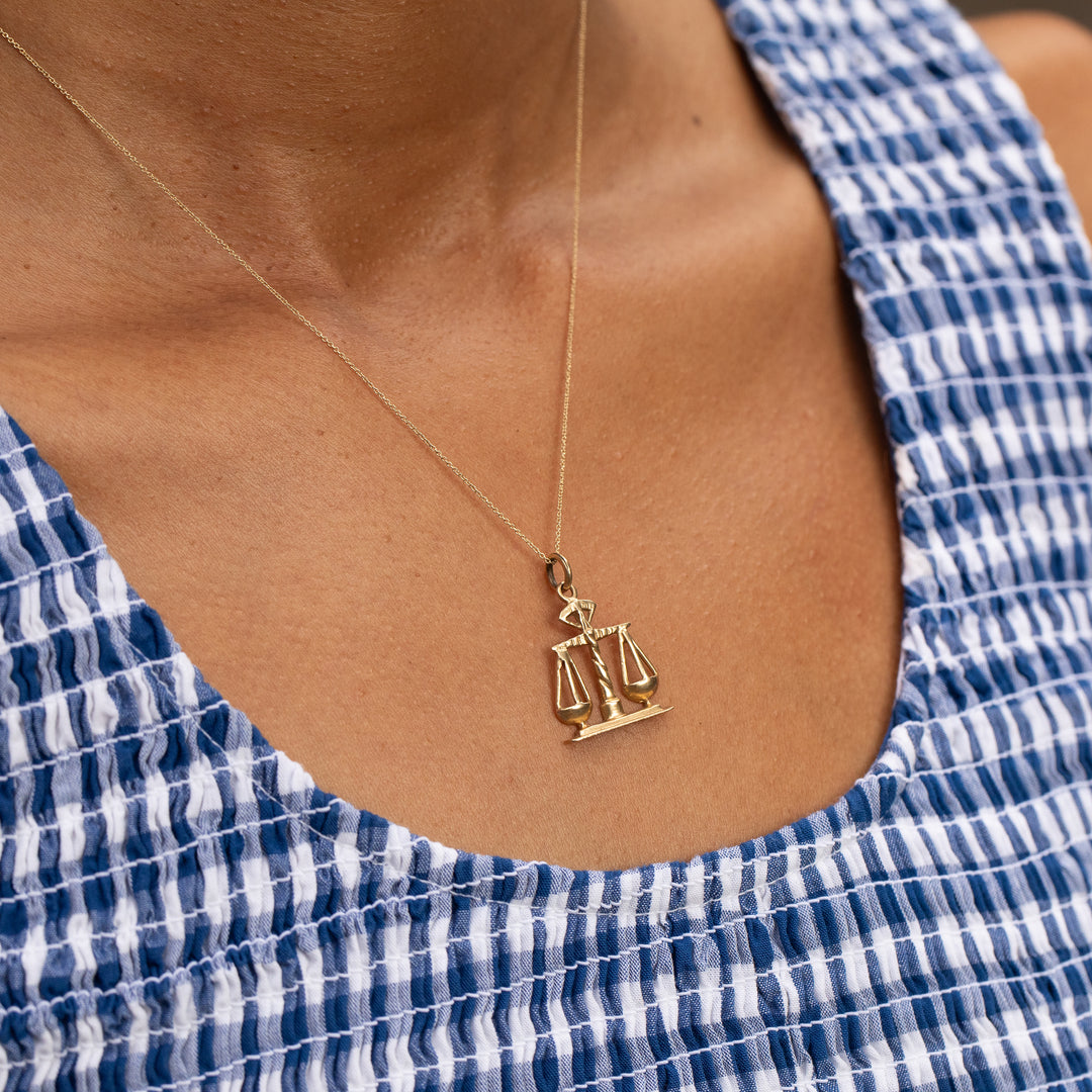 Libra Scales 14K Gold Zodiac Charm