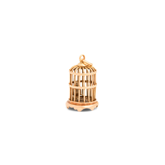 Victorian 14k Gold Birdcage Charm