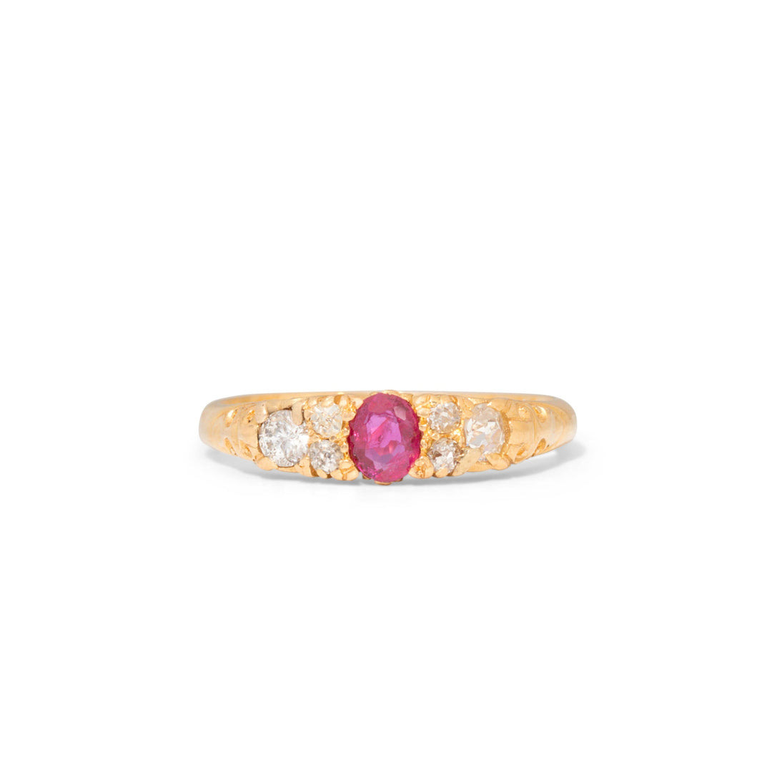 Victorian Ruby, Diamond, and 18K Gold Ring