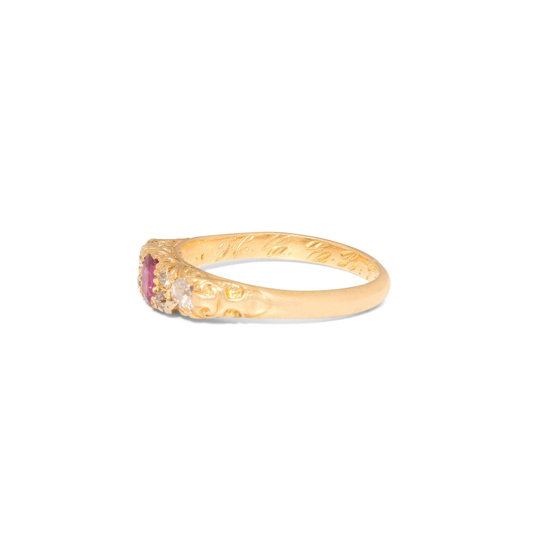 Victorian Ruby, Diamond, and 18K Gold Ring