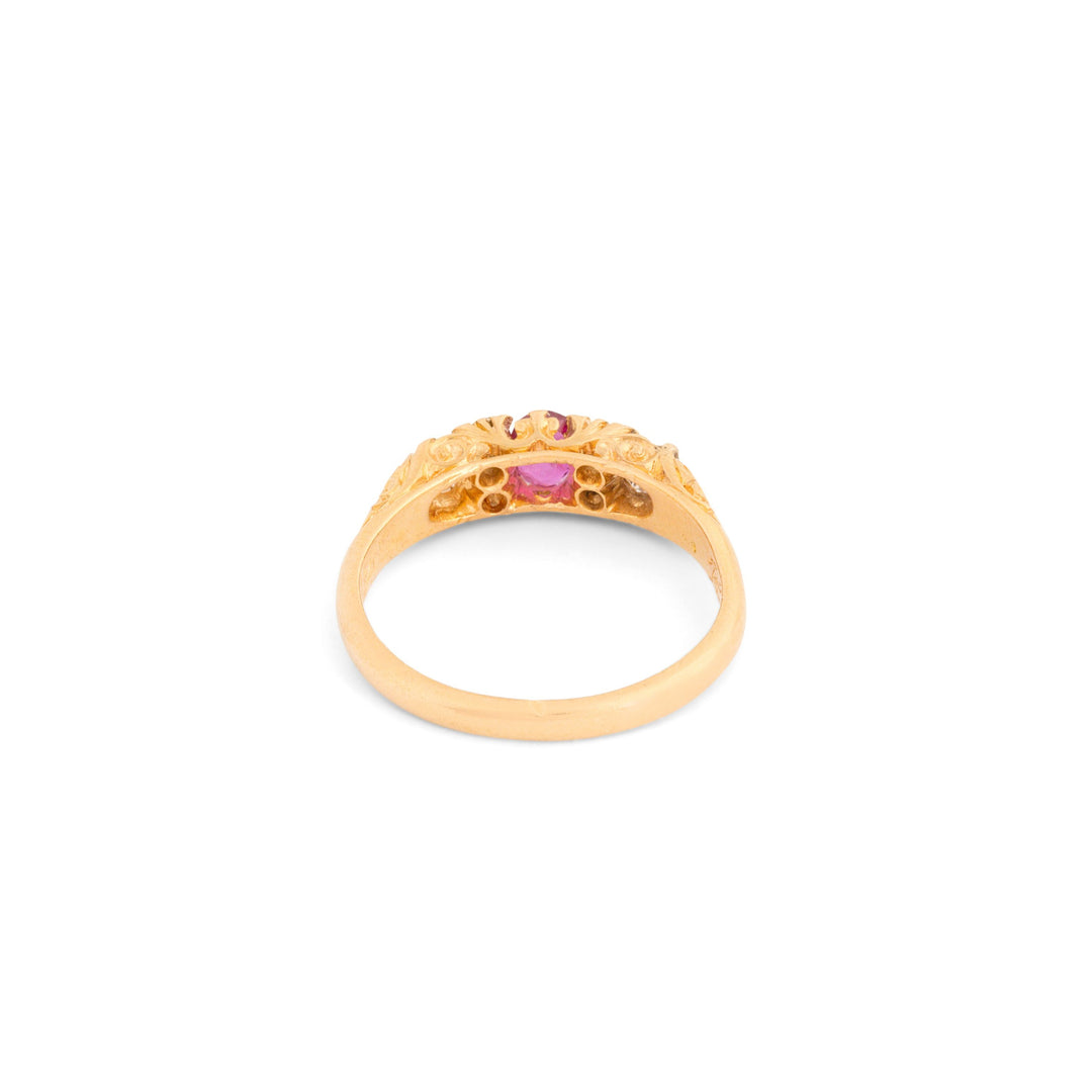 Victorian Ruby, Diamond, and 18K Gold Ring