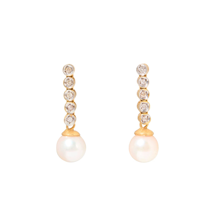 Pearl and Diamond 14K Gold Dangle Earrings