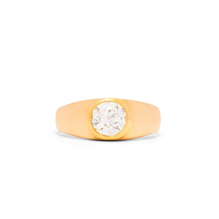 Victorian Old Mine Cut Diamond Solitaire and 18K Gold Ring