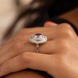 Ruby, Diamond, And 14K White Gold Cluster Ring