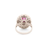 Ruby, Diamond, And 14K White Gold Cluster Ring