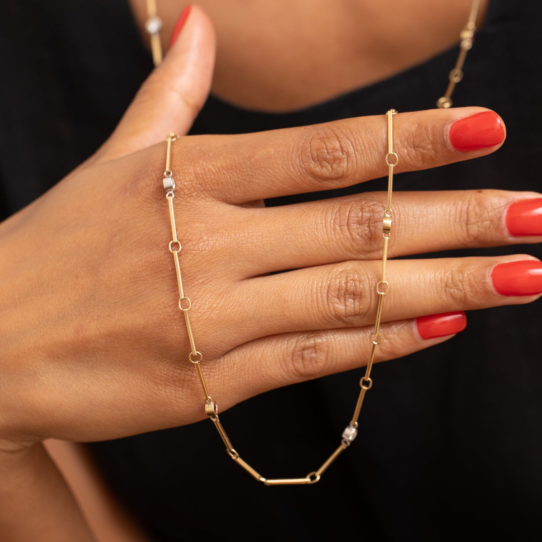 Diamond, Ruby, and 14K Gold 33" Chain Necklace