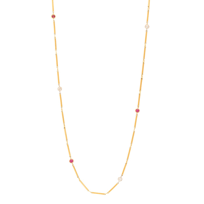 Diamond, Ruby, and 14K Gold 33" Chain Necklace