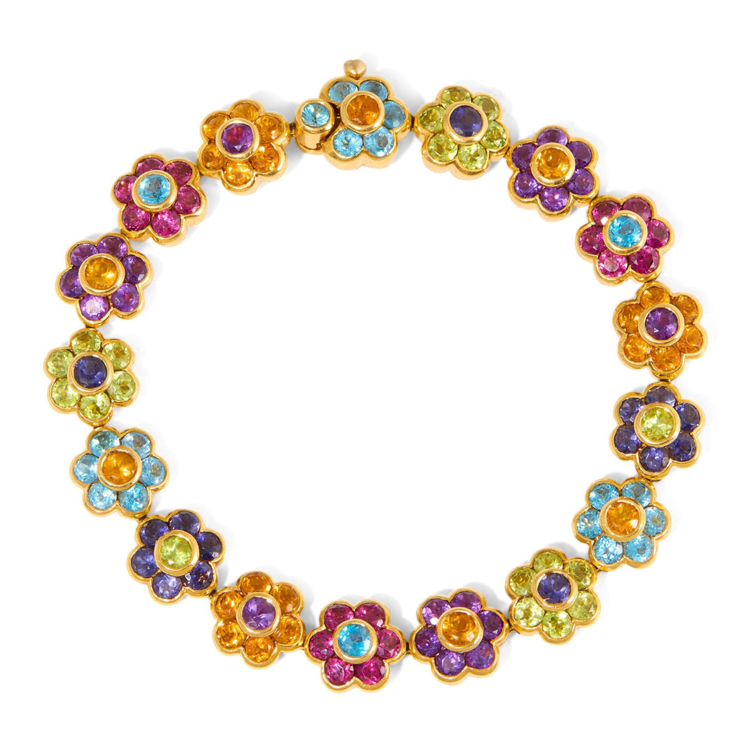 Pasquale Bruni Multi-Stone And 18K Gold Flower Link Bracelet