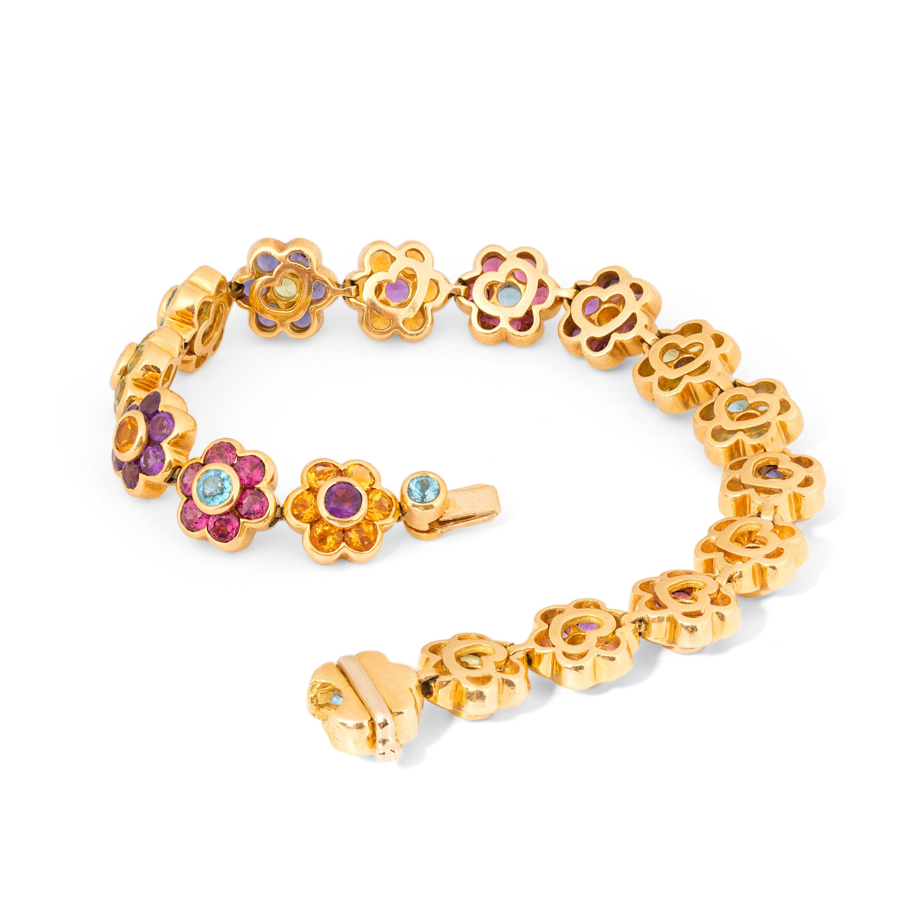 Pasquale Bruni Multi-Stone And 18K Gold Flower Link Bracelet