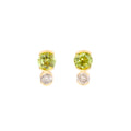 Diamond, Peridot, and 14K Gold Stud Earrings