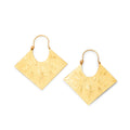 Engraved 14k Gold Square Hoop Earrings