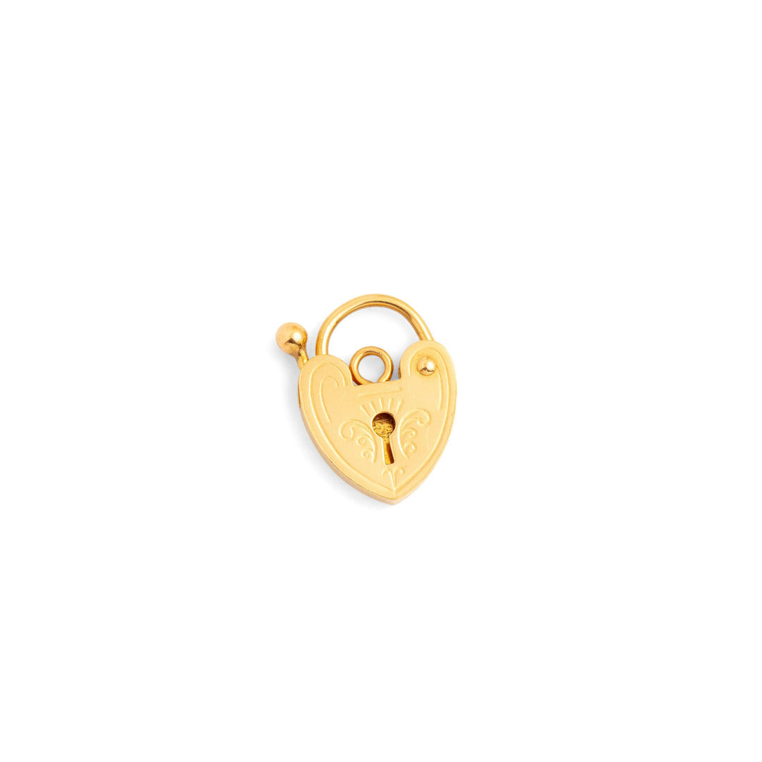 Engraved 14k Gold Heart Padlock Charm