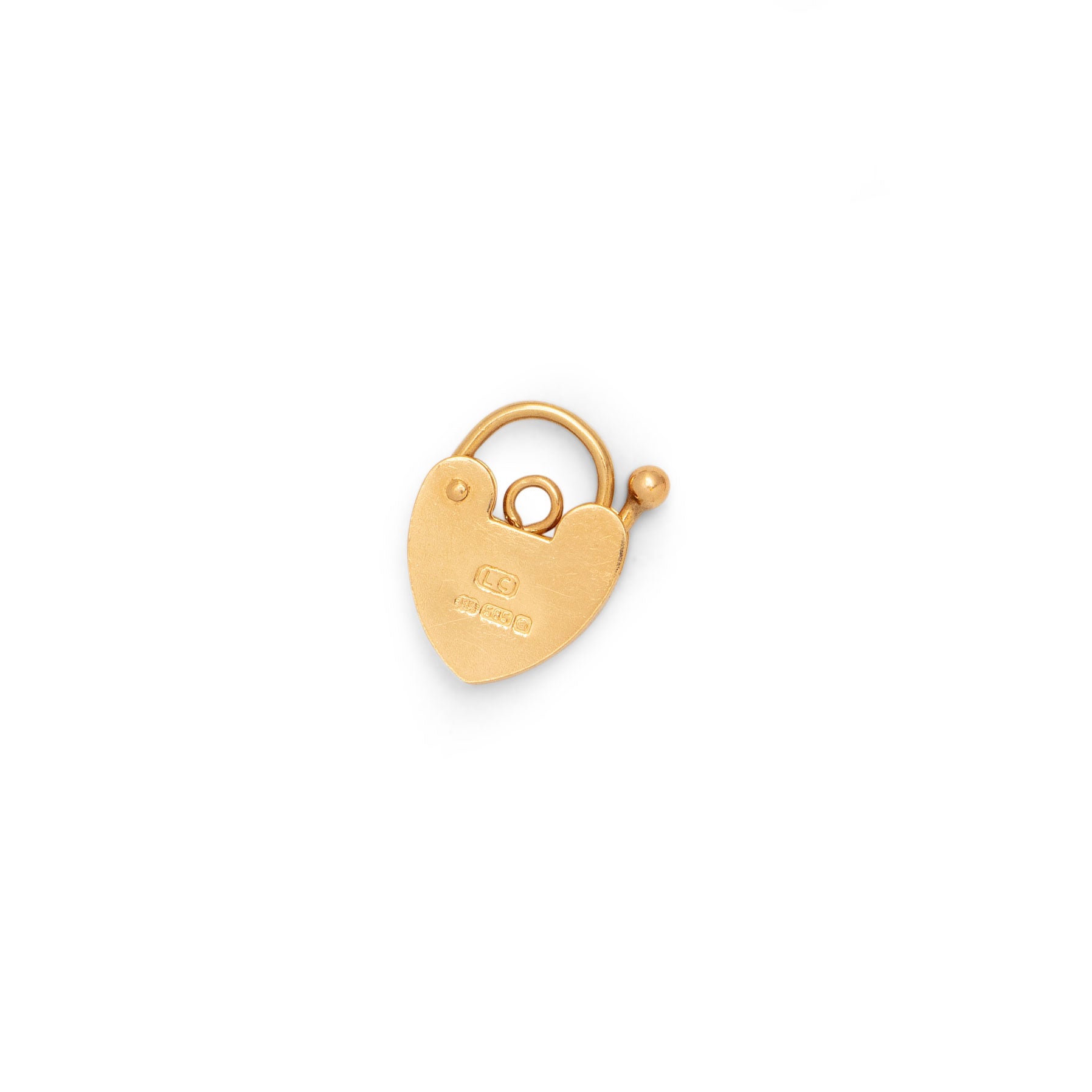 Engraved 14k Gold Heart Padlock Charm