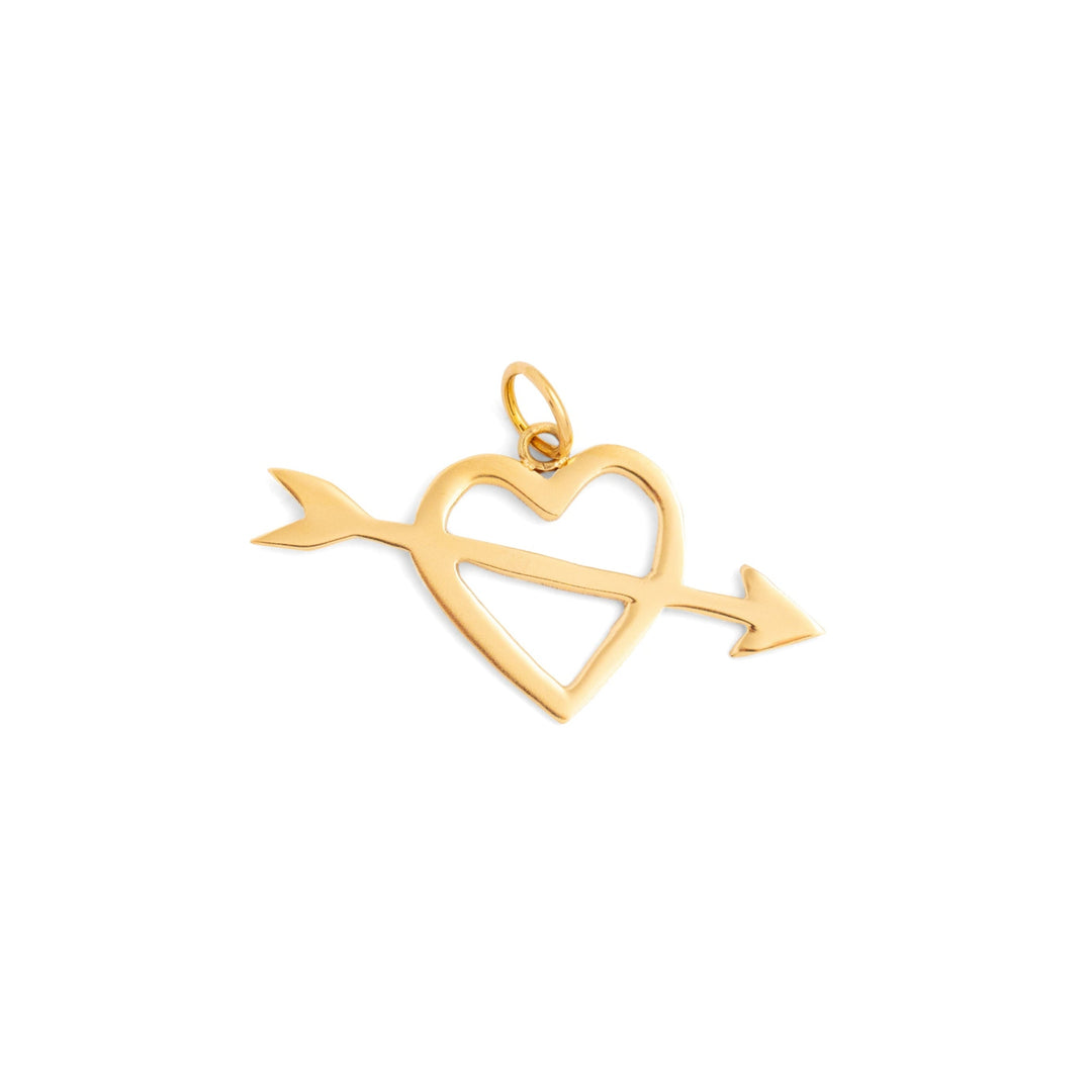 Open Heart And Arrow 14K Gold Charm