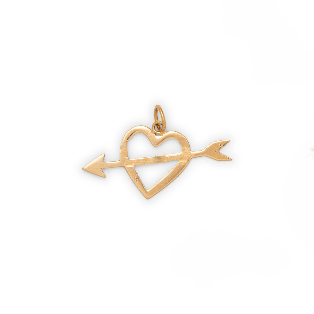 Open Heart And Arrow 14K Gold Charm