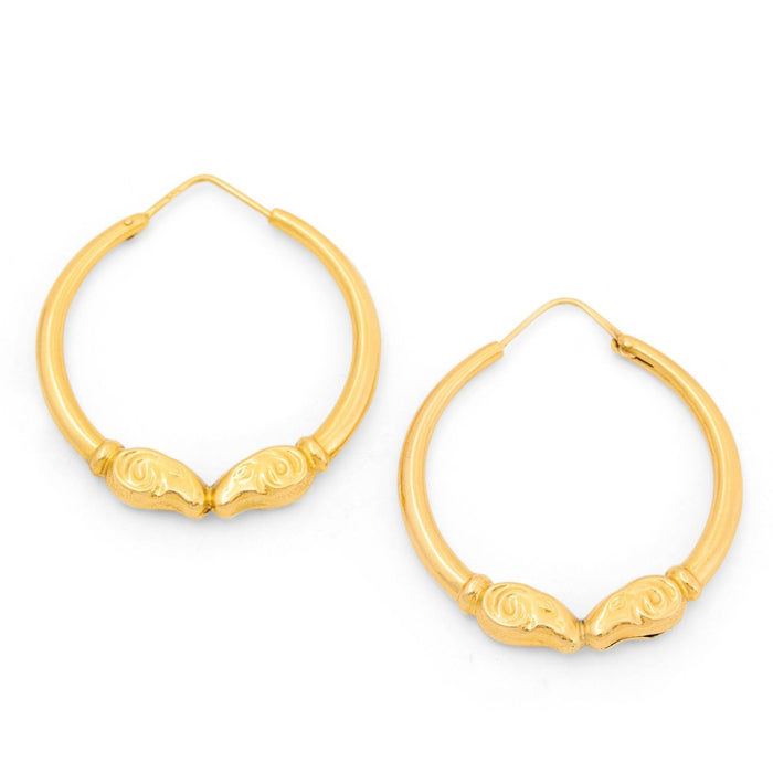 Large Ram 14K Gold Hoop Earrings