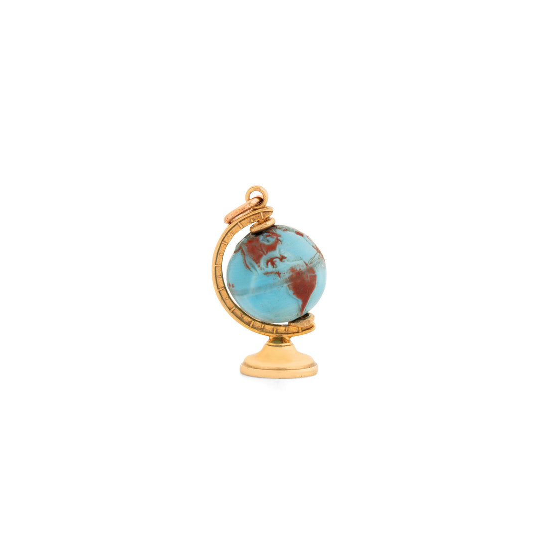 Movable 14k Gold And Plastic Globe Charm