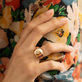 Retro 14k Gold and Ruby Dome Ring