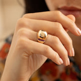 Retro 14k Gold and Ruby Dome Ring