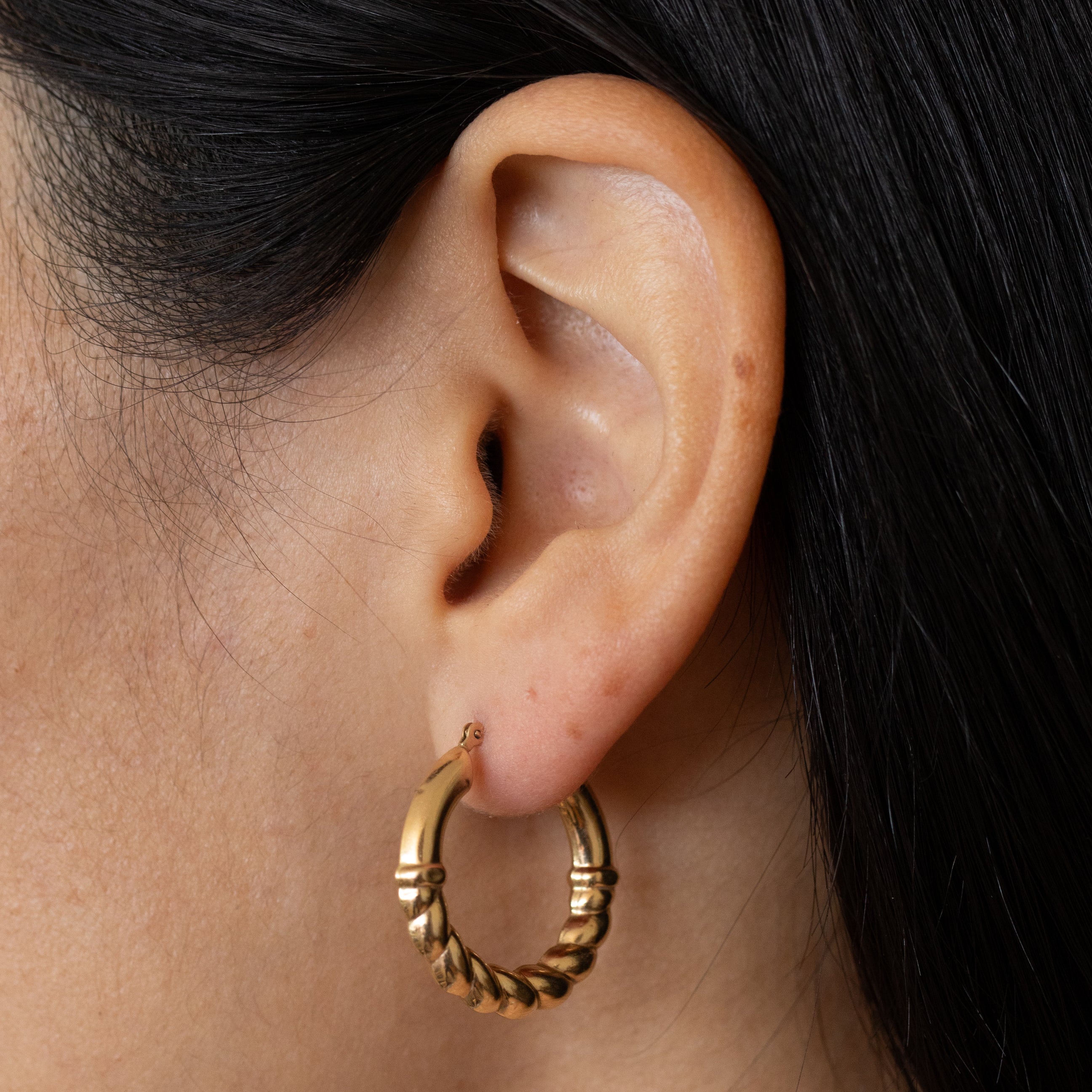 Twisted Tube 14k Gold Hoop Earrings