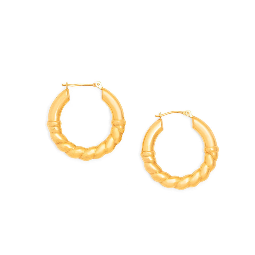Twisted Tube 14k Gold Hoop Earrings
