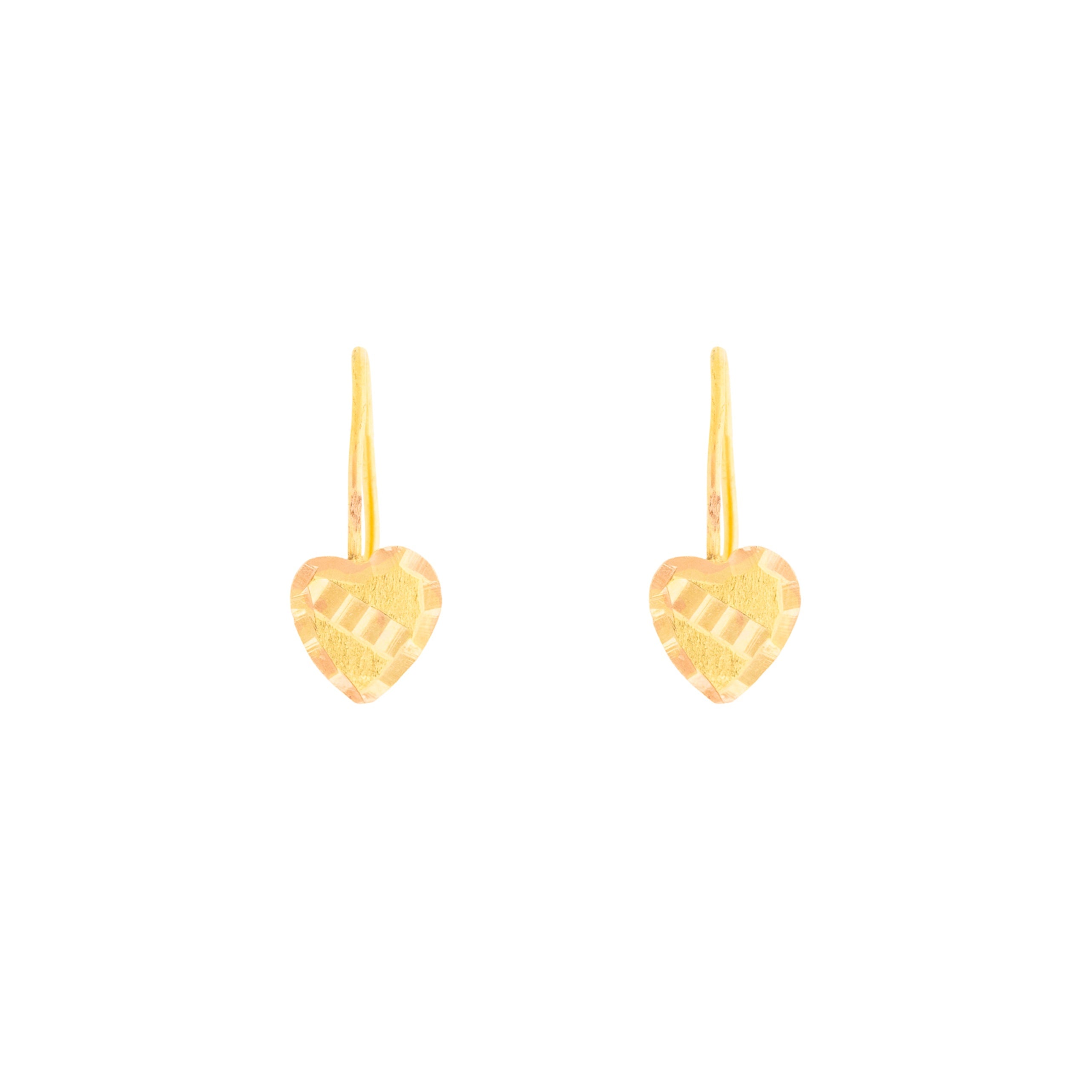 Petite 14K Yellow and Rose Gold Vintage Heart Drop Earrings