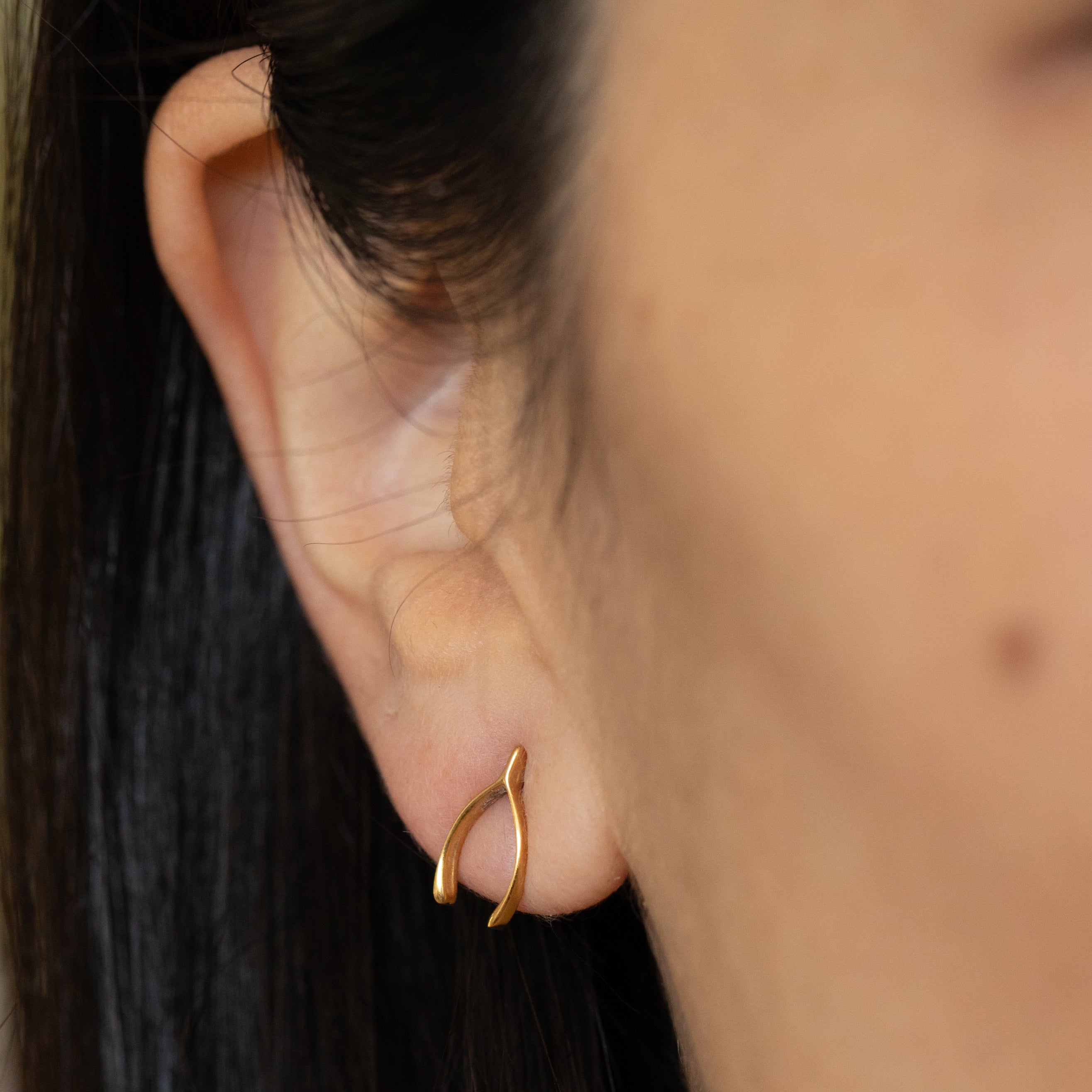 Wishbone 14k Gold Stud Earrings