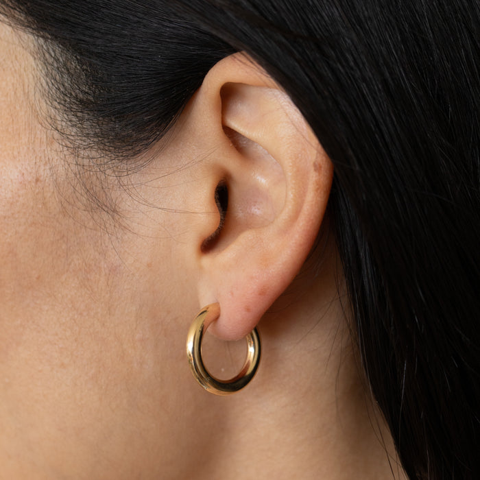 Gold Tube 14k Hoop Stud Earrings