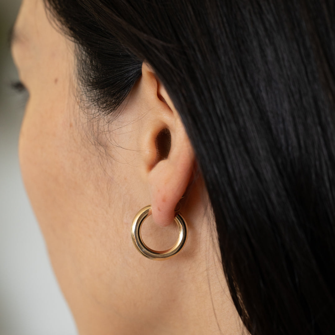 Gold Tube 14k Hoop Stud Earrings