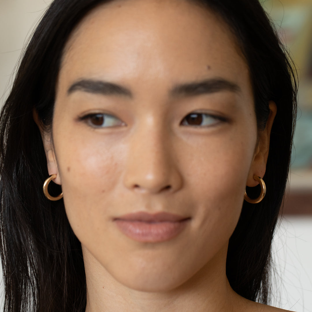 Gold Tube 14k Hoop Stud Earrings