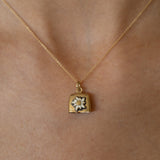Movable Edelweiss Flower Enamel and 14K Gold Bell Charm