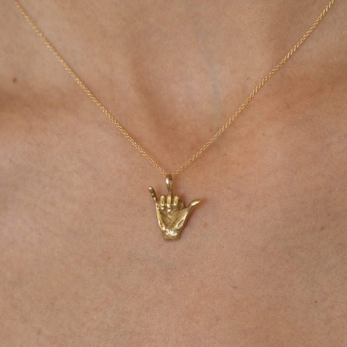 Shaka Hand 14k Gold Charm
