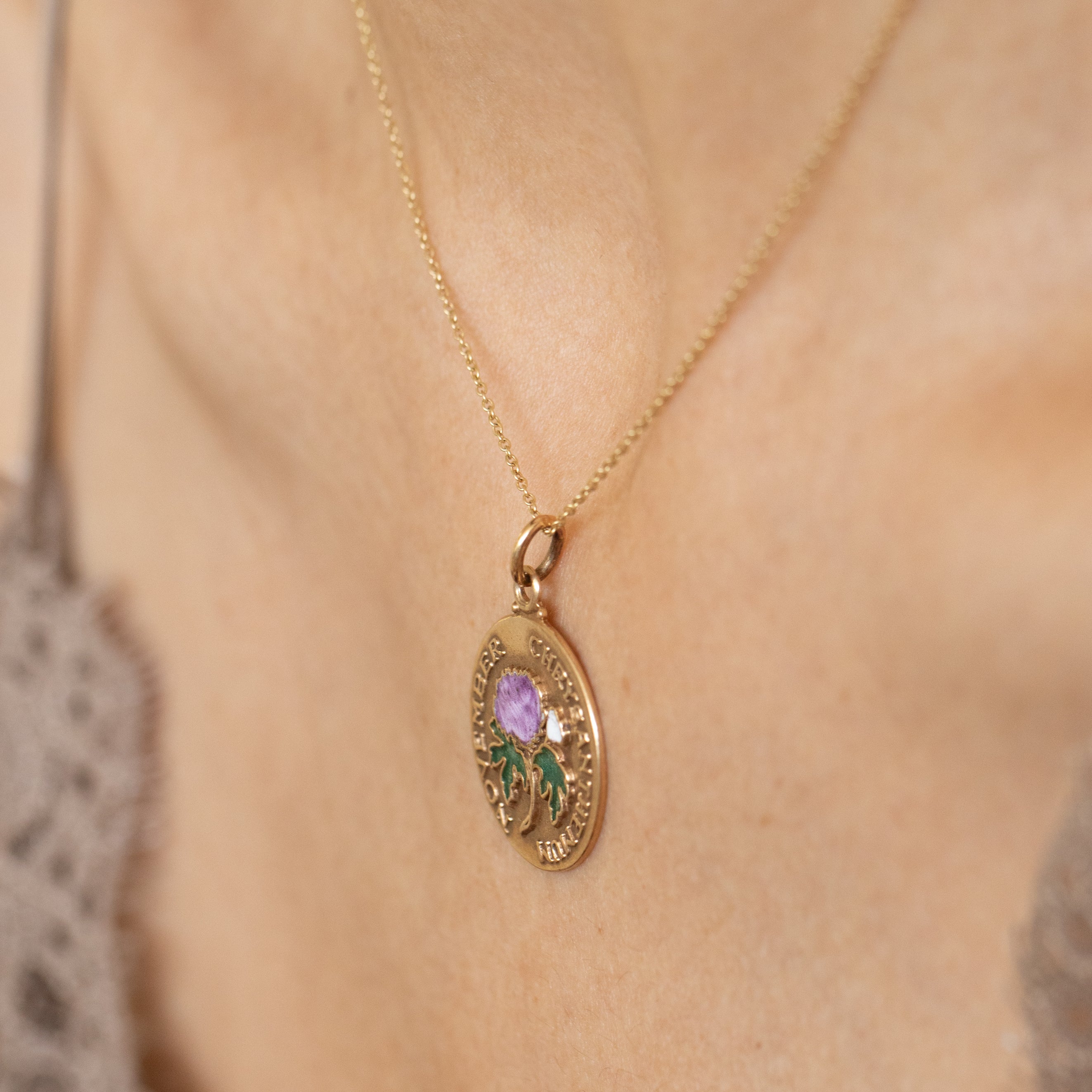 "November Chrysanthemum" 14K Yellow Gold And Enamel Charm