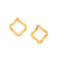 Italian Ribbed 3-Dimensional 14K Yellow Gold Hoop Earrings