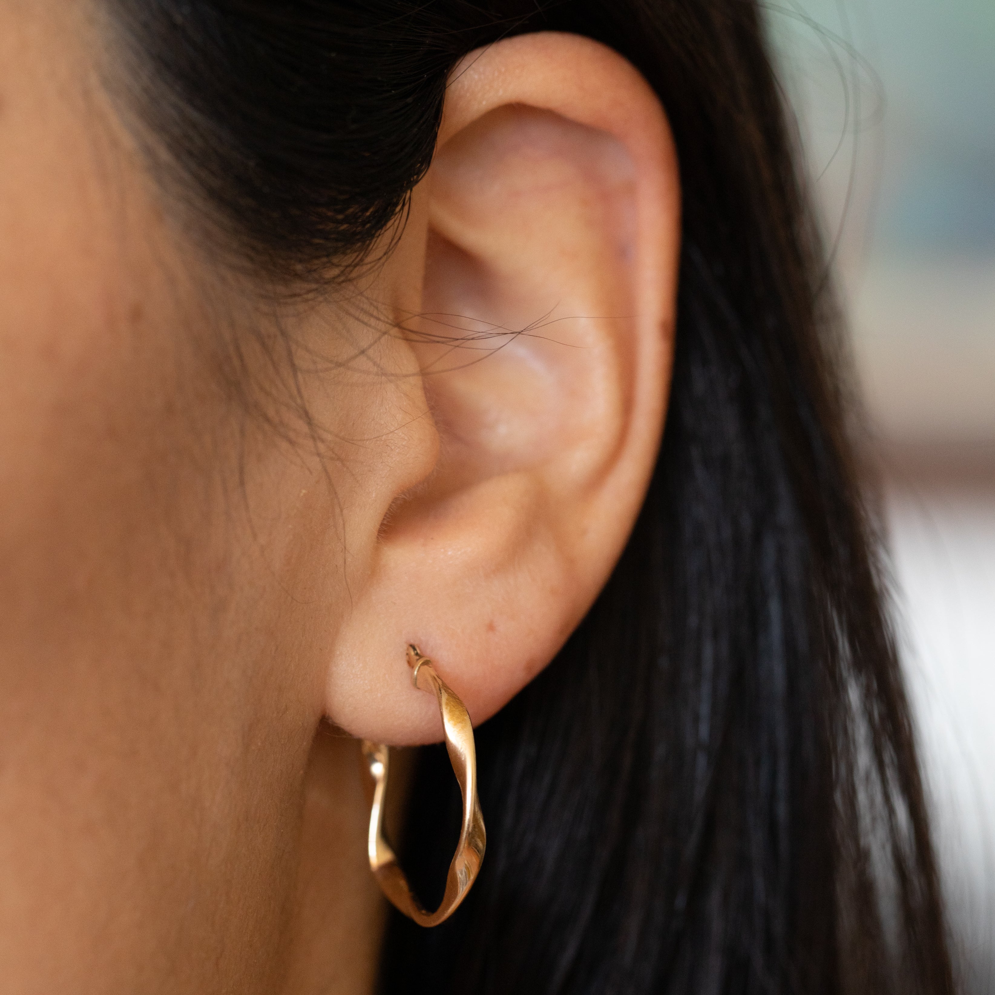 Twisted 10k Gold Hoops Earrings