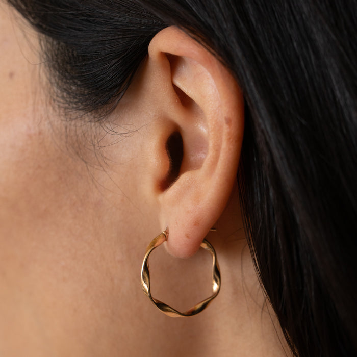Twisted 10k Gold Hoops Earrings